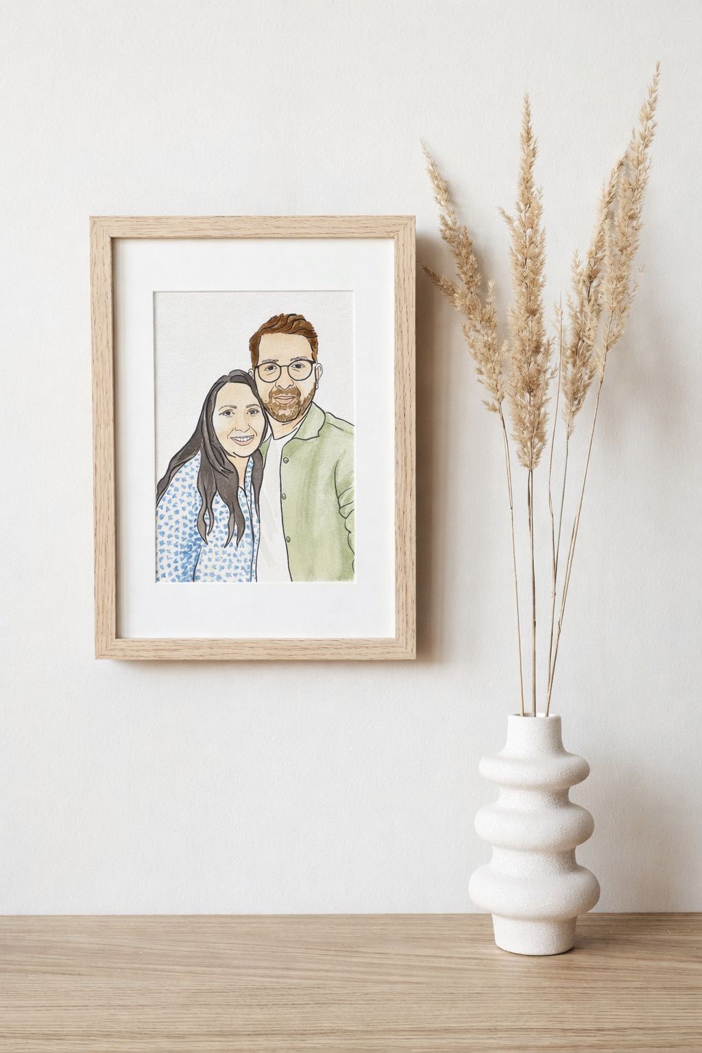 Retrato de casal em aguarela